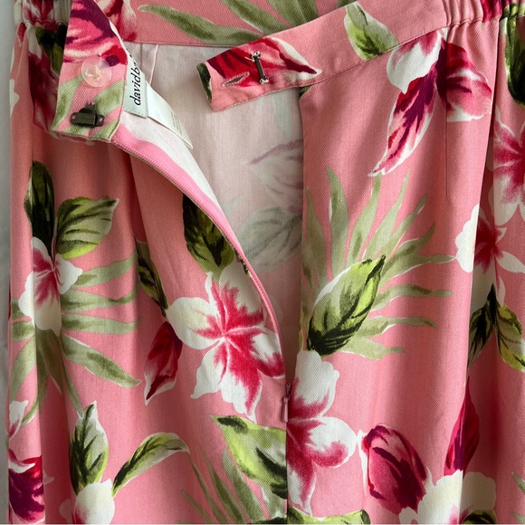 David Brooks Petites 100% Silk Skirt set Pink salmon Hawaiian floral print, Sz 8 - Picture 4 of 8